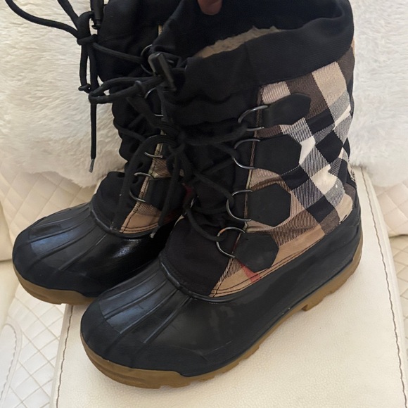 Burberry Black and Tan Plaid Boots - Picture 6 of 6